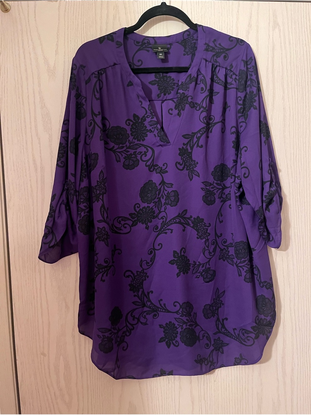 Worthington Purple Floral V-Neck Tunic